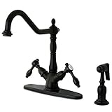 Kingston Brass KS1235TALBS Mono Deck Mount Kitchen Faucet with Brass Sprayer and 8 9/16 in Spout Rea