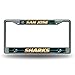 Rico Industries NHL Bling Chrome License Plate Frame with Glitter Accent, San Jose Sharks, 6 x 12.25-inches