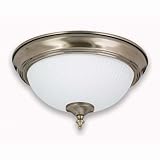 Globe 6255101 Enersaver Energy Star Qualified Two-Light Flush Mount, Pewter with White Ribbed Glass Shade