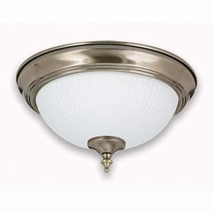 Globe 6255101 Enersaver Energy Star Qualified Two-Light Flush Mount, Pewter with White... by Globe Electric