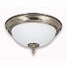 Globe 6255101 Enersaver Energy Star Qualified Two-Light Flush Mount, Pewter with White Ribbed Glass Shade