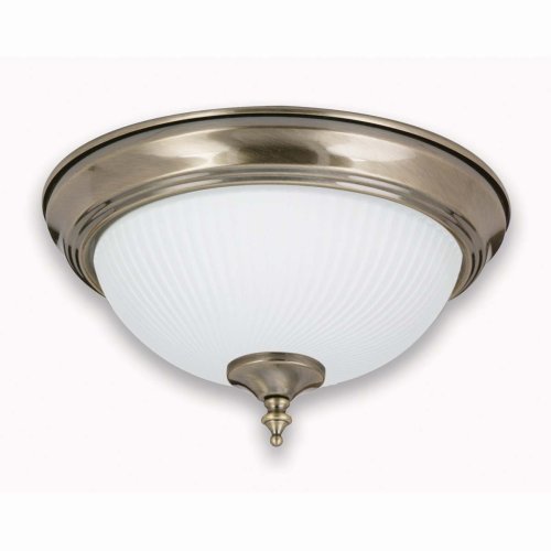 Globe 6255101 Enersaver Energy Star Qualified Two-Light Flush Mount, Pewter with White Ribbed Glass Shade