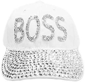 Women's Fashion Design BOSS Embellished Rhinestone Fuzzy Cotton Cap