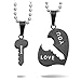 MeMeDIY 2 PCS Stainless Steel Pendant Necklace Heart Key Couple ,come with 2 Chains - Customized Engraving