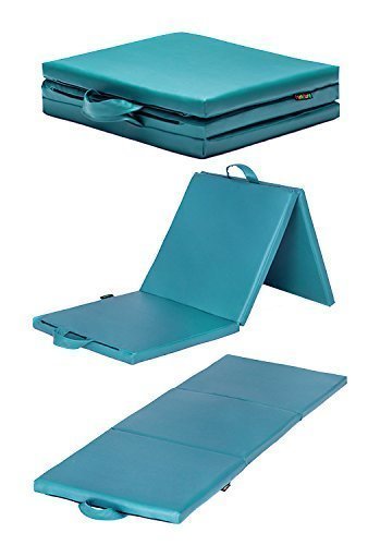 Turquoise Faux Leather 2 inch thick Folding Play Gymnastics Training Crash Safety Mat - 2ft x 6ft Turquoise Faux Leather 2 inch thick Folding Play Gymnastics Training Crash Safety Mat - 2ft x 6ft