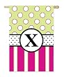Monogram Peppy Pink & Green Polka Dot Double Sided Regular Size Flag - X Monogram Peppy Pink & Green Polka Dot Double Sided Regular Size Flag - X