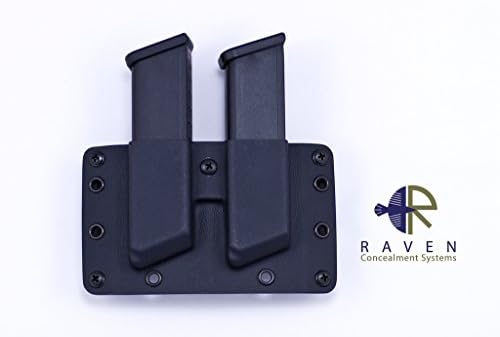 Raven Concealment Systems Double Magazine Carrier, Black, Left Side Carry, Fits Springfield XDm 9/.40, Beretta PX4, and Styer M9, Standard Cut, 1.5" Belt Loops