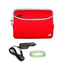 Red Amazon Kindle DX Carrying Sleeve With Extra Pocket + Rapid Kindle DX Car Charger + Live*Laugh*Love Wrist Band!!! (Kindle DX Not Included)