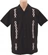Men's Guayabera Shirt - Cool Mexican, Cuban Wedding and Cigar Clothing, Black-White