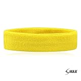 SMax Sportline Head Band,Terry Cloth Headband,Gym Workout Yoga Exercise & Fitness YELLOW