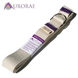 Aurorae 8-Foot Yoga Strap w/D-Ring Buckle, 100% Natural Unbleached Cotton. Made in USA