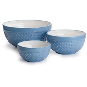 DII Set of 3 Vintage Dot Ceramic Mixing Bowls - Mixed Sizes by DII