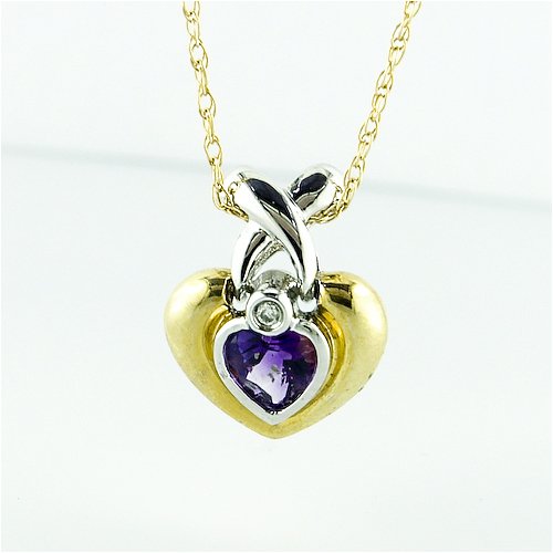 0.45 Carat 14KYG Amethyst February Birthstone Heart Pendant