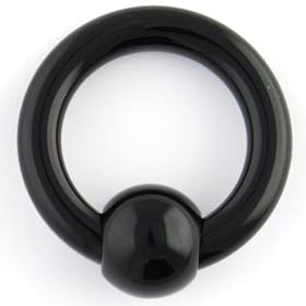 One Acrylic Captive Bead Ring: 6g 5/8" Black (SOLD INDIVIDUALLY. ORDER TWO FOR A PAIR.)