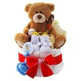 Baseball Bear Sports Themed Diaper Cake for Boys - Unique Baby Shower Gift Idea for Newborns