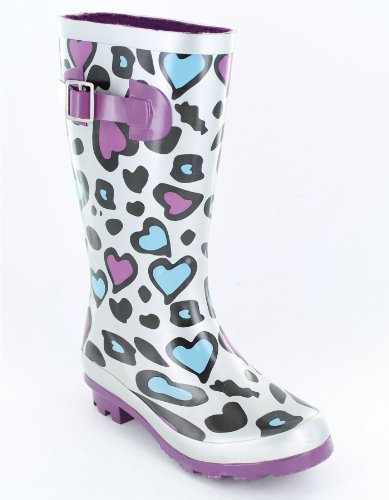 Girls Clarks Heart Printed Wellies Zoo Days Silver Size 4F