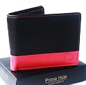 Black and Red Soft Hide Leather wallet by Prime Hide - Gift boxed