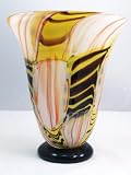 Murano Glass Vase Mouth Blown Art Orange Cream Pezzati Vase X374