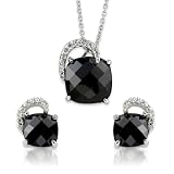 Tressa Sterling Silver Fancy Cut Black CZ Necklace and Earring Set