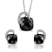 Tressa Sterling Silver Fancy Cut Black CZ Necklace and Earring Set