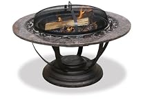 Granite Mantel with Decorative Cast Iron Accents Outdoor Firebowl
