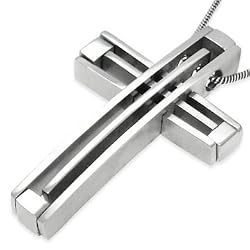Contemporary Cross Stainless Steel Pendant by Cuff-Daddy