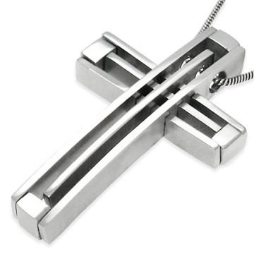 Contemporary Cross Stainless Steel Pendant by Cuff-Daddy