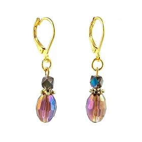 Earrings - Crystal Rice Drop - Amethyst AB by 