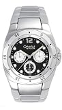 Stainless Caravelle Bulova Men’s Steel Bracelet Black Dial Watch # 43C29
