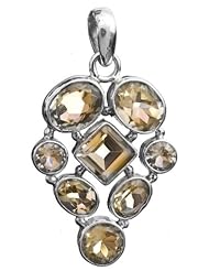 Faceted Citrine Pendant - Sterling Silver