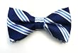 100% Silk Woven Navy Stripe Pre-Tied Bow Tie