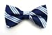image and picture of 100% Silk Woven Navy Stripe Self-Tie Bow Tie