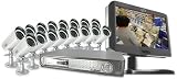 Web Ready 16 Channel Deluxe DVR Security System with 16 Indoor/Outdoor Hi Res Night Vision Surveillance Cameras (CLEARVU4) & Bonus 8.5" Ultra Slim LCD Surveillance Monitor with 2 Security Camera Inputs (CLEARVU7)