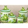 Frog Canister Set Ceramic 4 Pcs Rubber Seal...Wooden Spice rack also available!