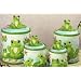 Frog Canister Set Ceramic 4 Pcs Rubber Seal...Wooden Spice rack also available!