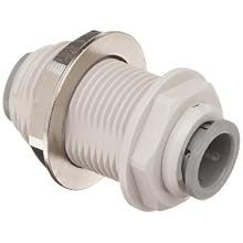 John Guest Acetal Copolymer Push-To-Connect Tube Fitting, Bulkhead Union, Tube OD (Pack of 10)
