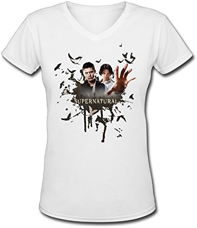 Emoute Women's The Vampire Diaries V-neck T-shirts S White