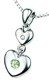 D for Diamond Sterling Silver P2957 Girls Peridot and Diamond Set Double Heart Pendant - August Birthstone