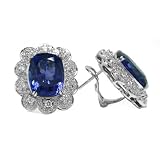 18K White Gold Tanzanite and Diamond Earrings