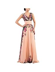 V-neck Sweetheart Chiffon Full Length Floral Print Lace Evening Dress/Homecoming Dress/Bridesmaid Dress/Prom Dress/Quinceanera Dress/Party Dress/Wedding Dress 