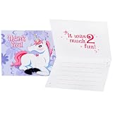 Enchanted Unicorn 2nd Birthday Thank You Notes (8) Party Supplies