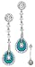 C.Z. Diamond Turquoise Silver Teardrop Linear Earrings