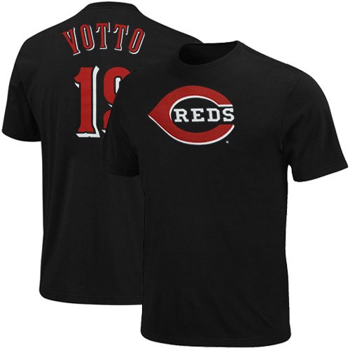 Majestic Joey Votto Cincinnati Reds #19 Player T-shirt - Black (X-Large)