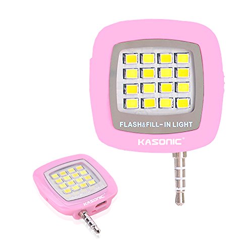 16 LED Flash Light, Kasonic Universal Portable Mini Night Using Selfie Enhancing Dimmable Cellphone Camera Fill-in Light Pocket Spotlight for Iphone,Ipad,Samsung Galaxy,Android Windows Phone,Tablets (Pink)