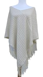 Handmade Organic Cotton Poncho - Natural Oats (Hand-crocheted Border, Extra Large Size)