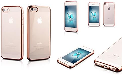 Apple iPhone SE Case, Newest 2016 Release, Premium Protection, Shock Absorbing Case Bumper, Clear Back Cover (Rose Gold)