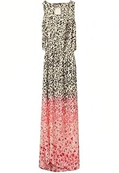 Sexy Round Neck Shift Sleeveless Summer Leopard Print Chiffon  Dress