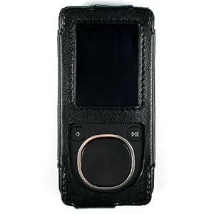 PCMICROSTORE Brand Microsoft Zune 4gb 8gb Premium Leather Case with Rotating Belt Clip - Bundled with 12v Rapid Premium Car Charger and Home Travel Wall AC Adapter Charger - 5 Color Choices