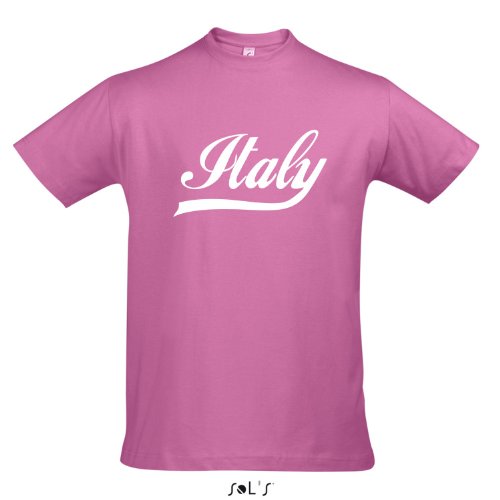 T-Shirt Italien Oldschool Italy LÄNDERSHIRT EM / WM FAN Trikot S-XXL , Orchid pink – weiß , M
