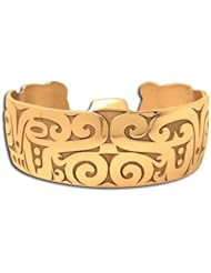 14K Yellow Gold Northwest Coast Native American Pacific Bridge Bracelet. Made in USA.